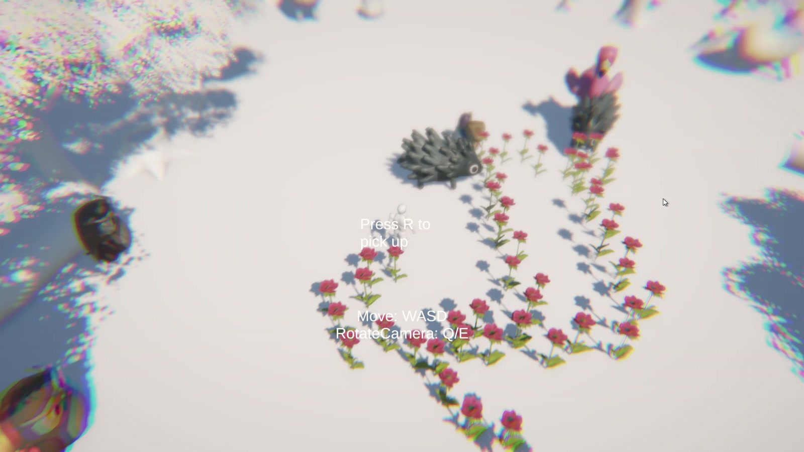 Animals gathering around flowers left by the player